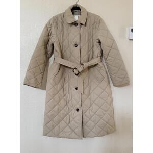 NWT Barbour Cordelia Quilted Longline Jacket In Beige Size US 10 $430